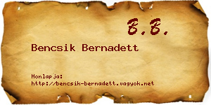 Bencsik Bernadett névjegykártya